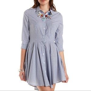NEW Charlotte Russe Navy Striped Shirtdress